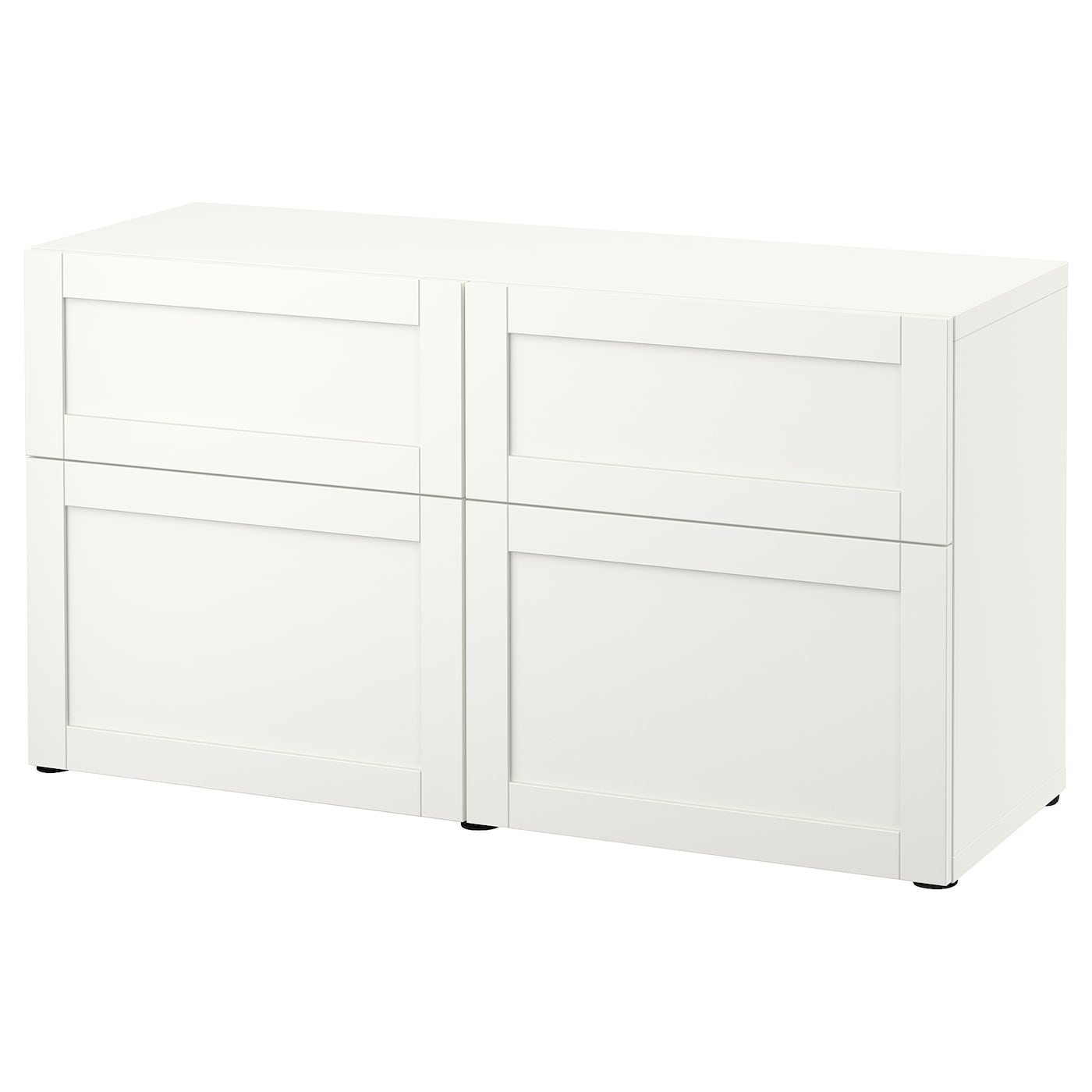 IKEA BESTÅ Kombinacja regałowa z drzw/szuf, Biały/Hanviken biały, 120x42x65 cm