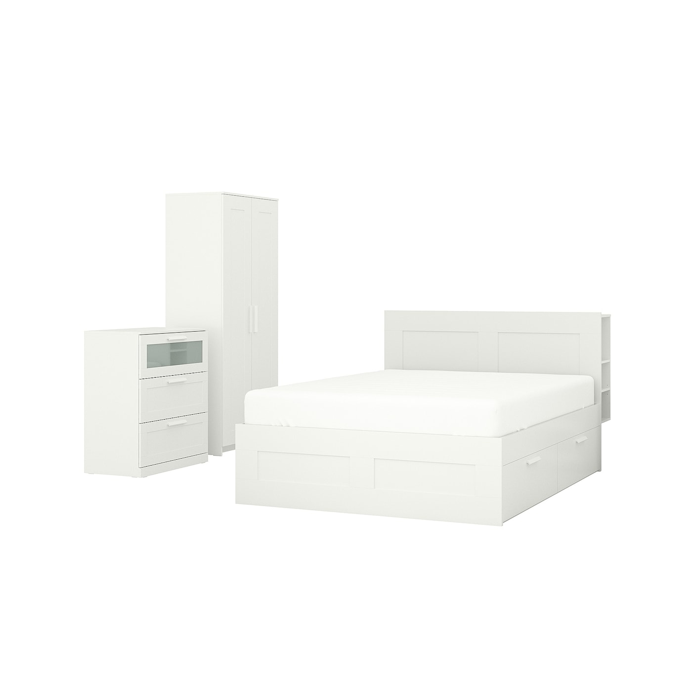 IKEA BRIMNES Zestaw mebli do sypialni 3 szt, biały, 180x200 cm