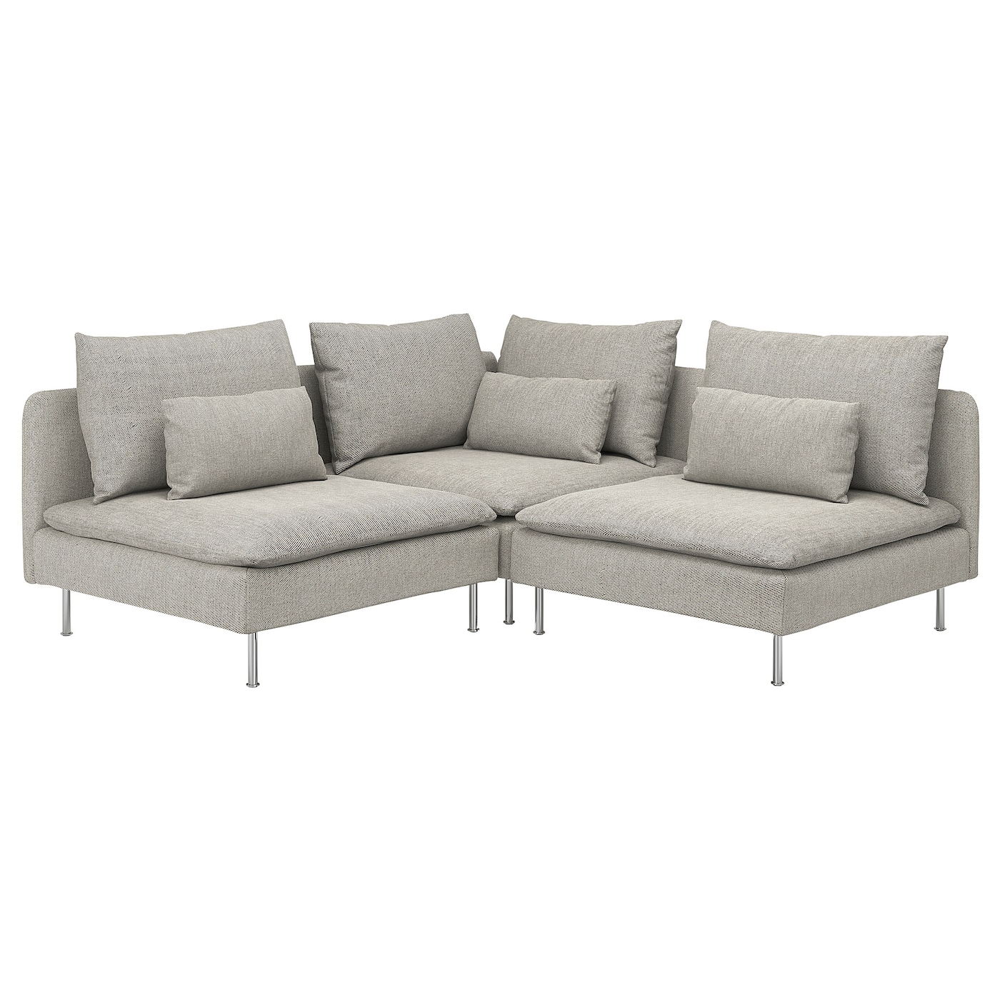 IKEA SÖDERHAMN Sofa narożna 3-osobowa, Viarp beż/brąz, Wysokość z poduchami oparcia: 83 cm