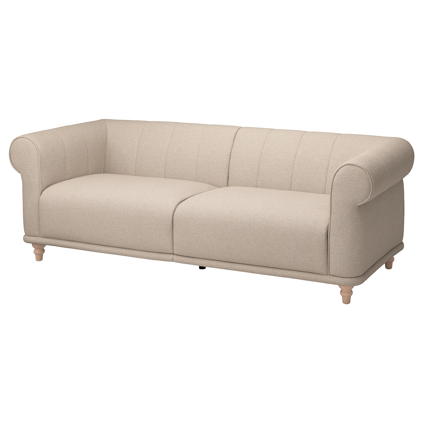 IKEA VISKAFORS Sofa 3-osobowa, Lejde jasnobeżowy/brzoza, Podłokietnik szerokość: 22 cm
