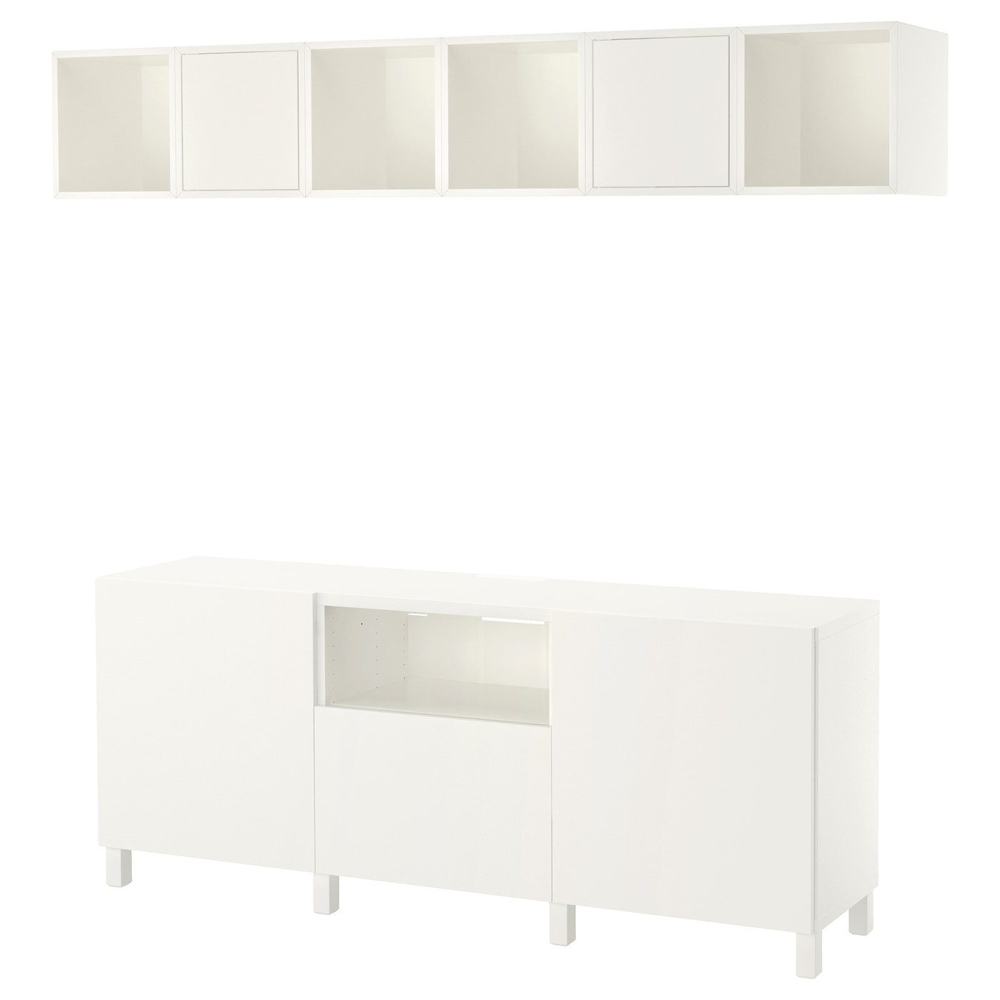 IKEA BESTÅ / EKET Kombinacja szafek pod TV, Biały, 210x42x220 cm