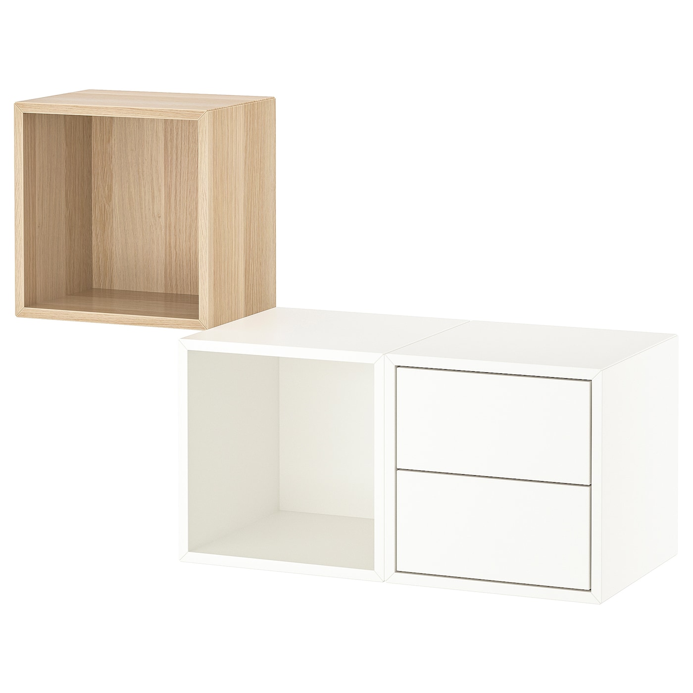 IKEA EKET Kombinacja szafek wiszących, Dąb bejcowany na biało/biały, 105x35x70 cm