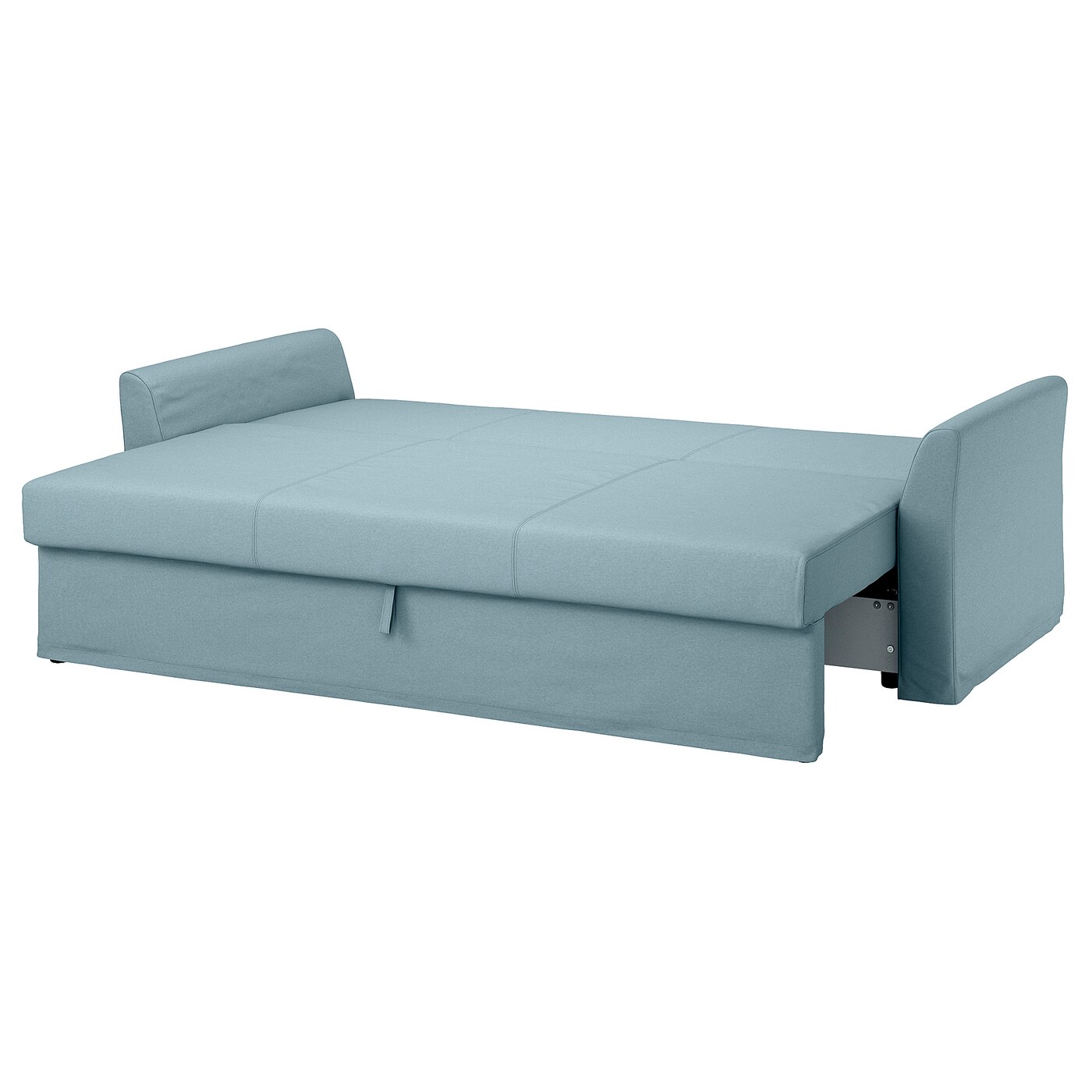 IKEA HOLMSUND Sofa trzyosobowa rozkładana, Orrsta jasnoniebieski, Wysokość z poduchami oparcia: 96 cm