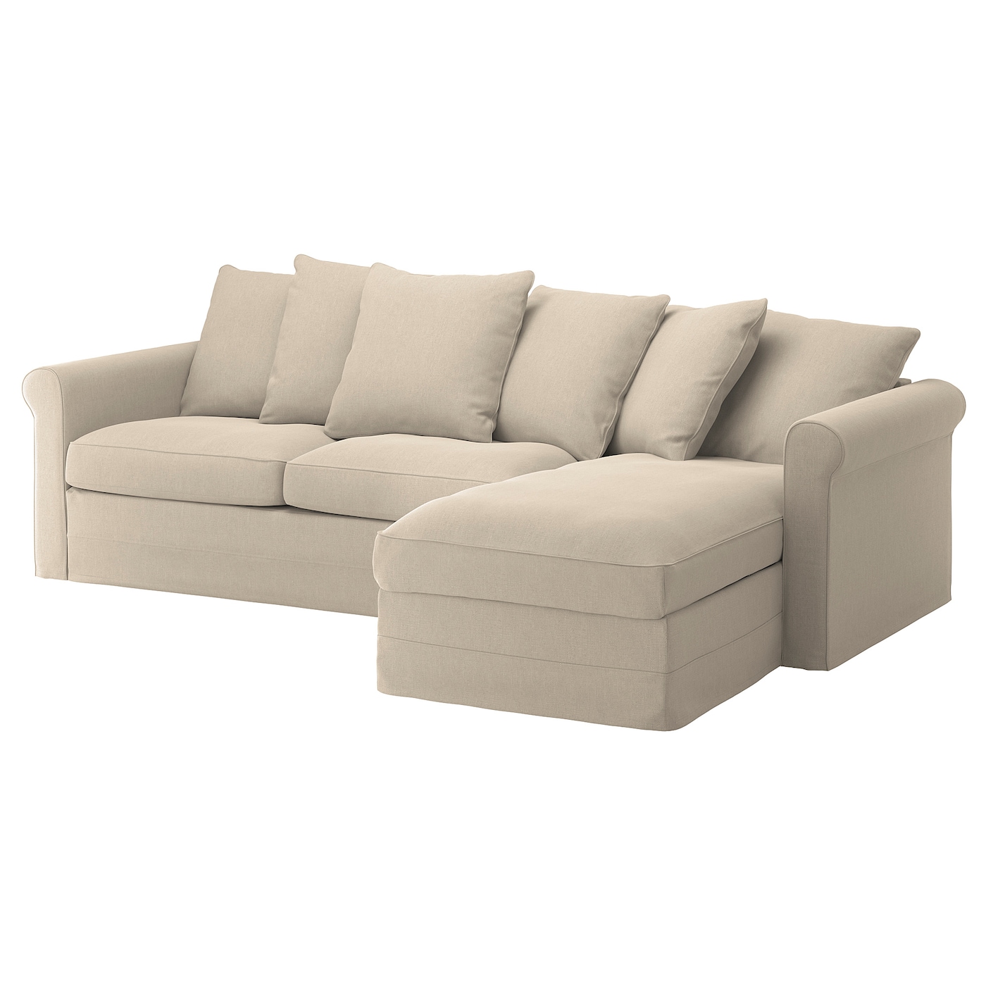 IKEA GRÖNLID Sofa 3-osobowa z szezlongiem, Sporda naturalny, Wysokość łóżka: 53 cm