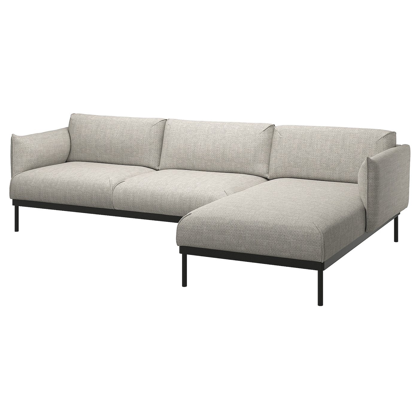 IKEA ÄPPLARYD Sofa 3-osobowa z szezlongiem, Lejde jasnoszary, Wysokość podłokietnika: 72 cm