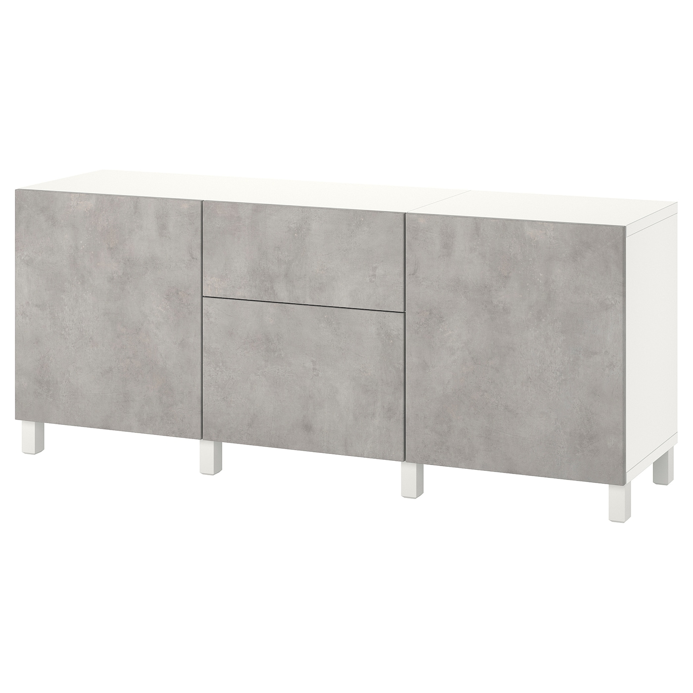 IKEA BESTÅ Kombinacja z szufladami, Biały Kallviken/jasnoszary imitacja betonu, 180x42x74 cm