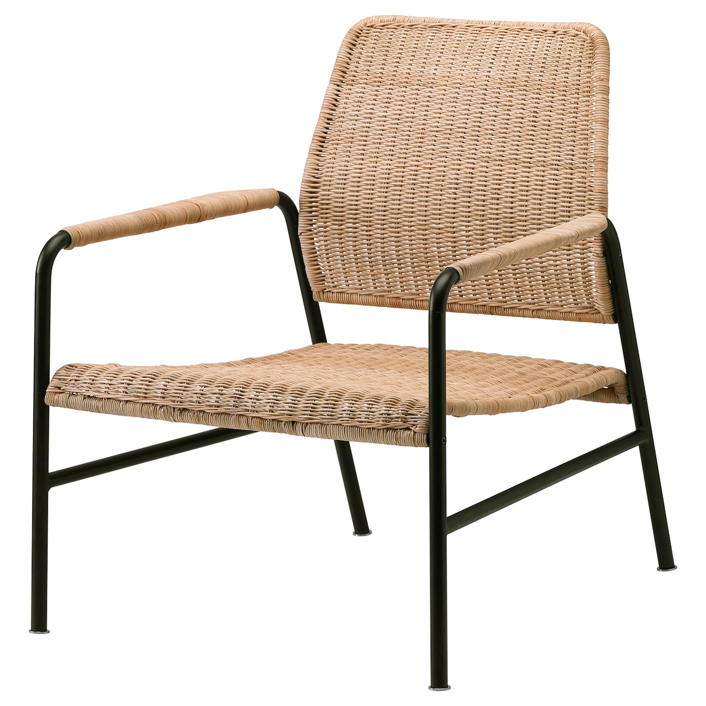 IKEA ULRIKSBERG Fotel, rattan/antracyt, Wysokość oparcia: 76 cm