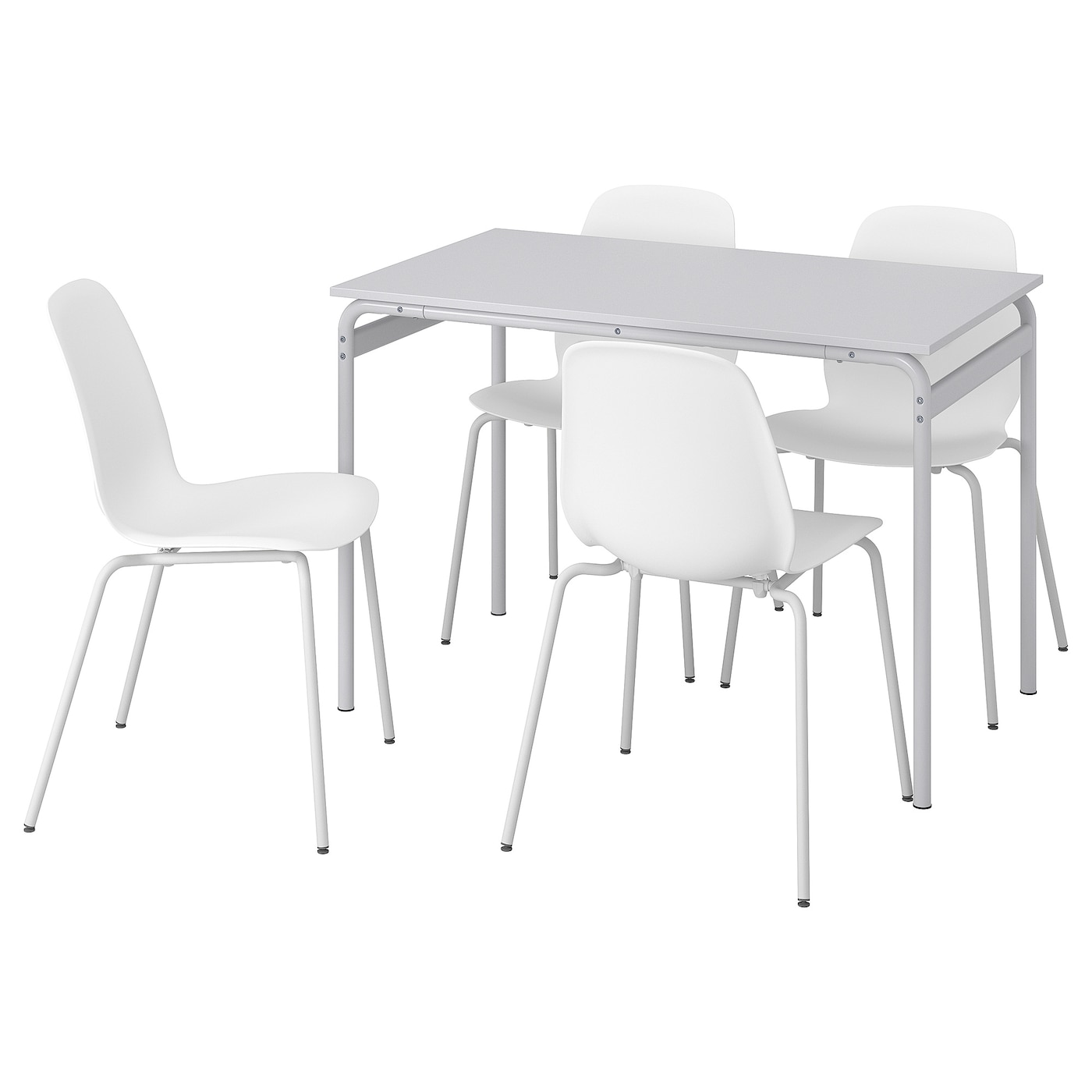 IKEA GRÅSALA / LIDÅS Stół i 4 krzesła, szary/biały biały, 110 cm