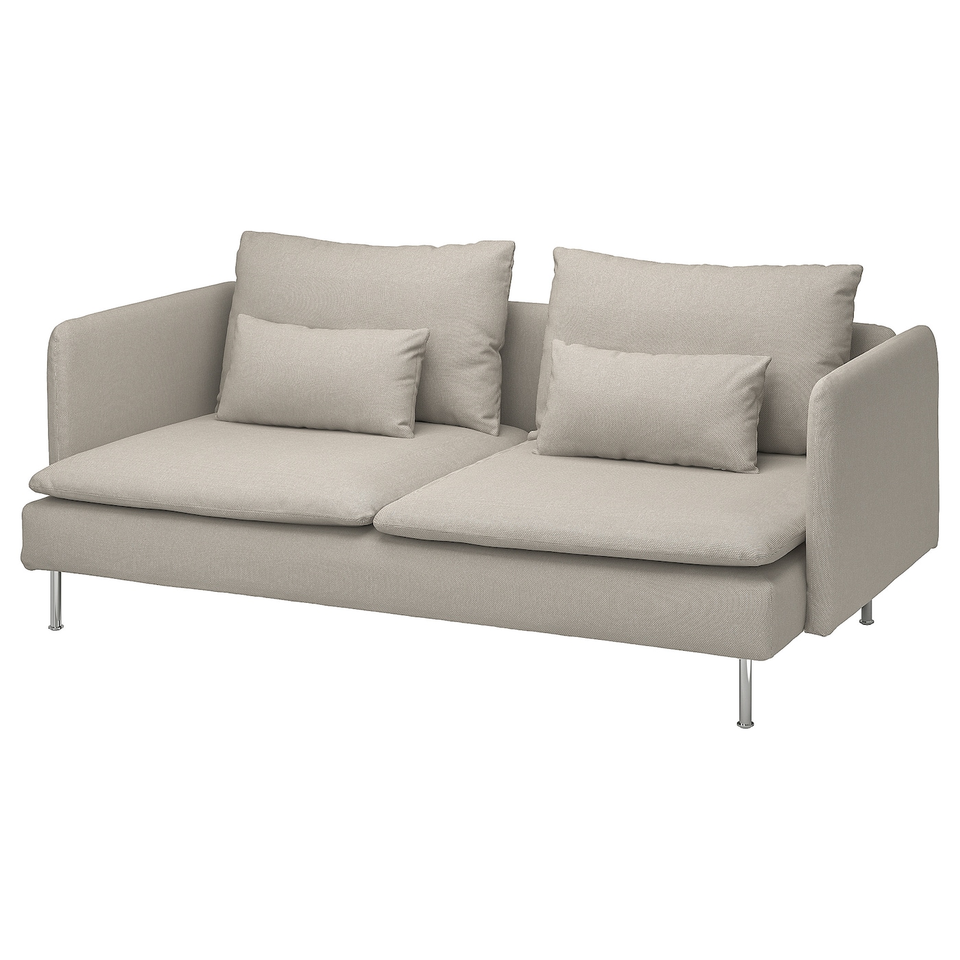 IKEA SÖDERHAMN Sofa 3-osobowa, Fridtuna jasnobeżowy, Wysokość z poduchami oparcia: 83 cm