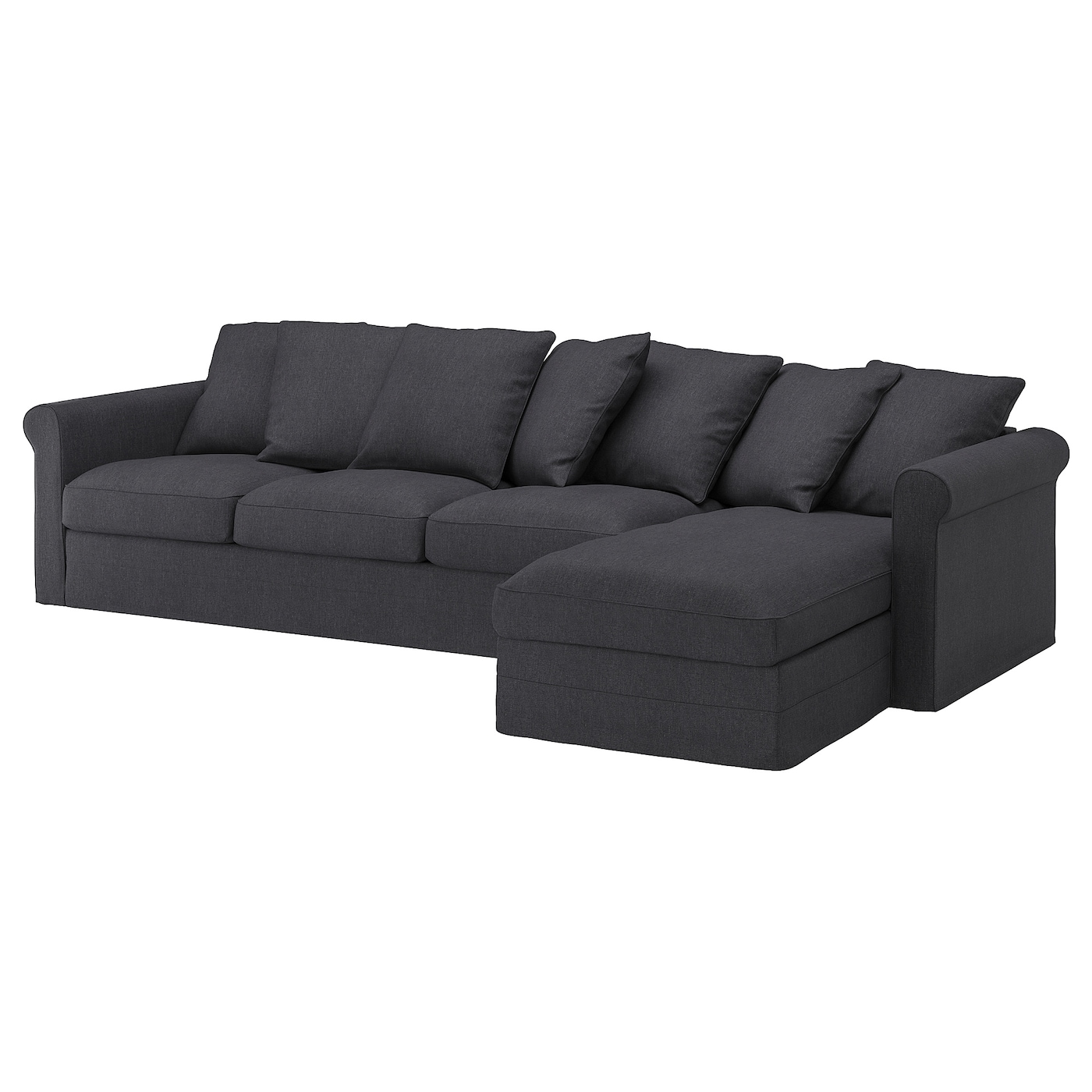 IKEA GRÖNLID Sofa 4-osobowa z szezlongiem, Sporda ciemnoszary, Wysokość z poduchami oparcia: 104 cm