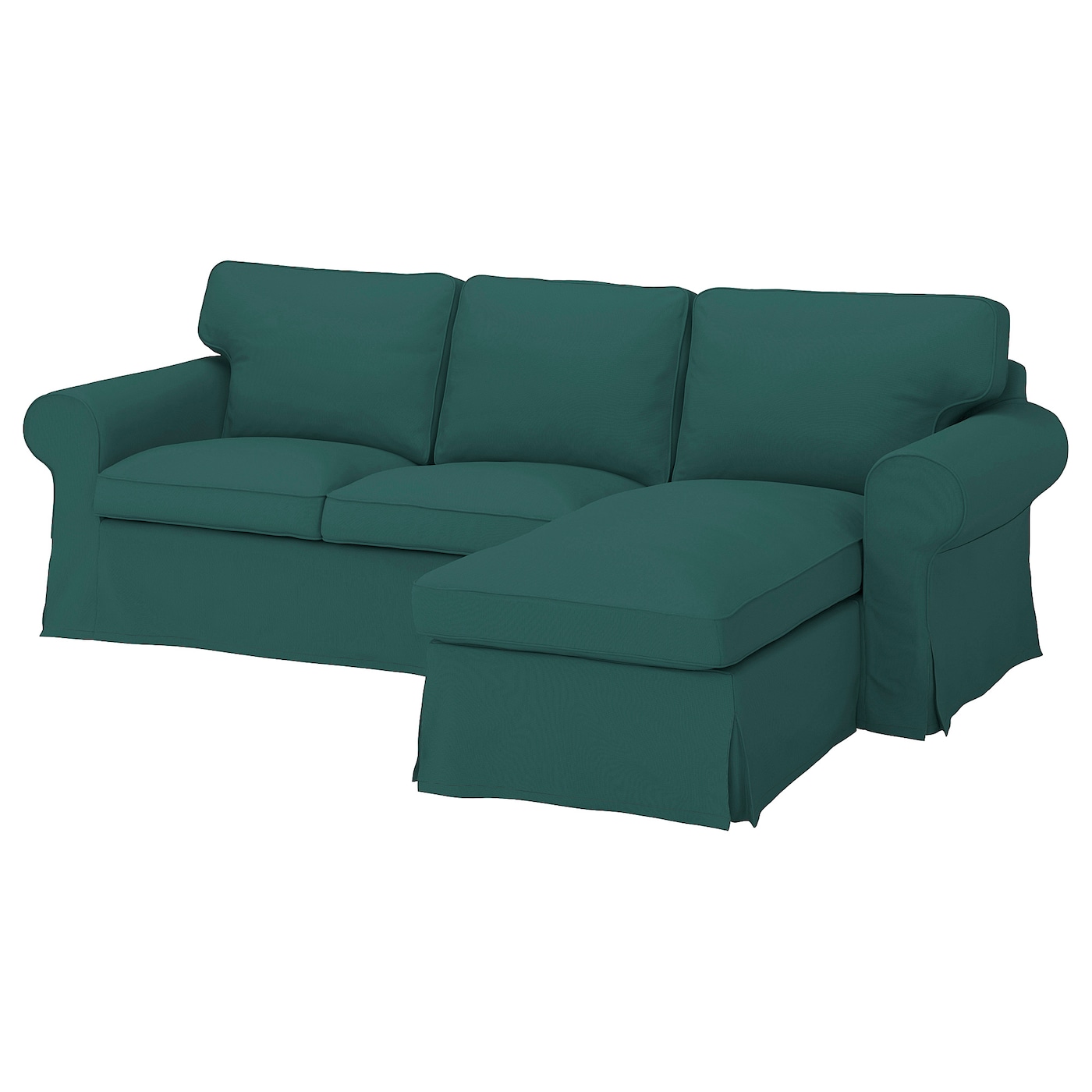 IKEA EKTORP Sofa 3-osobowa z szezlongiem, Totebo ciemnoturkusowy, Szerokość: 252 cm