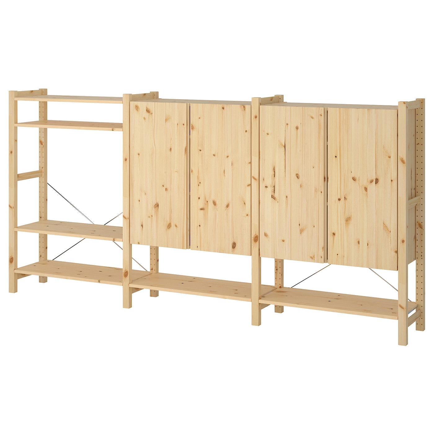 IKEA IVAR 3 sekcje/półki/szafka, sosna, 259x30x124 cm