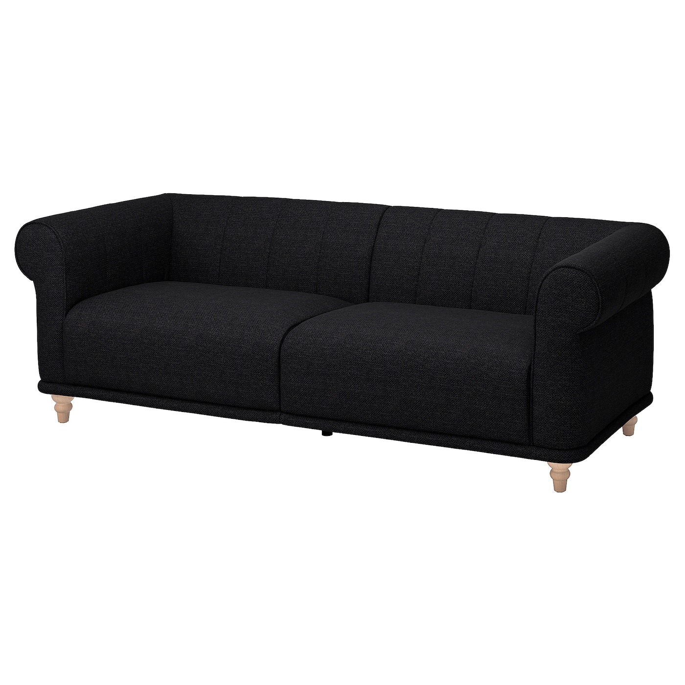 IKEA VISKAFORS Sofa 3-osobowa, Lejde antracyt/brzoza, Podłokietnik szerokość: 22 cm