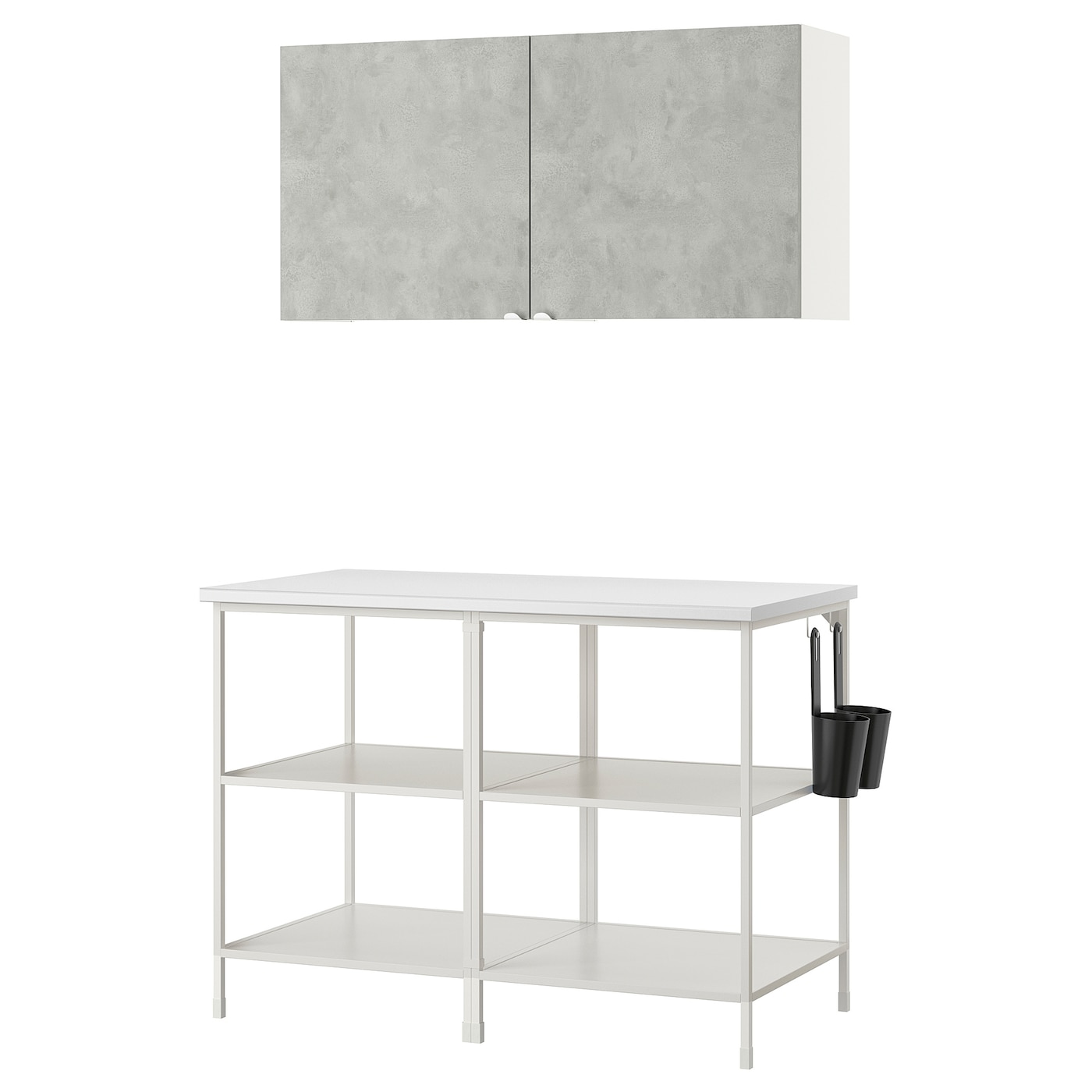 IKEA ENHET Regał, biały/imitacja betonu, 123x63.5x207 cm