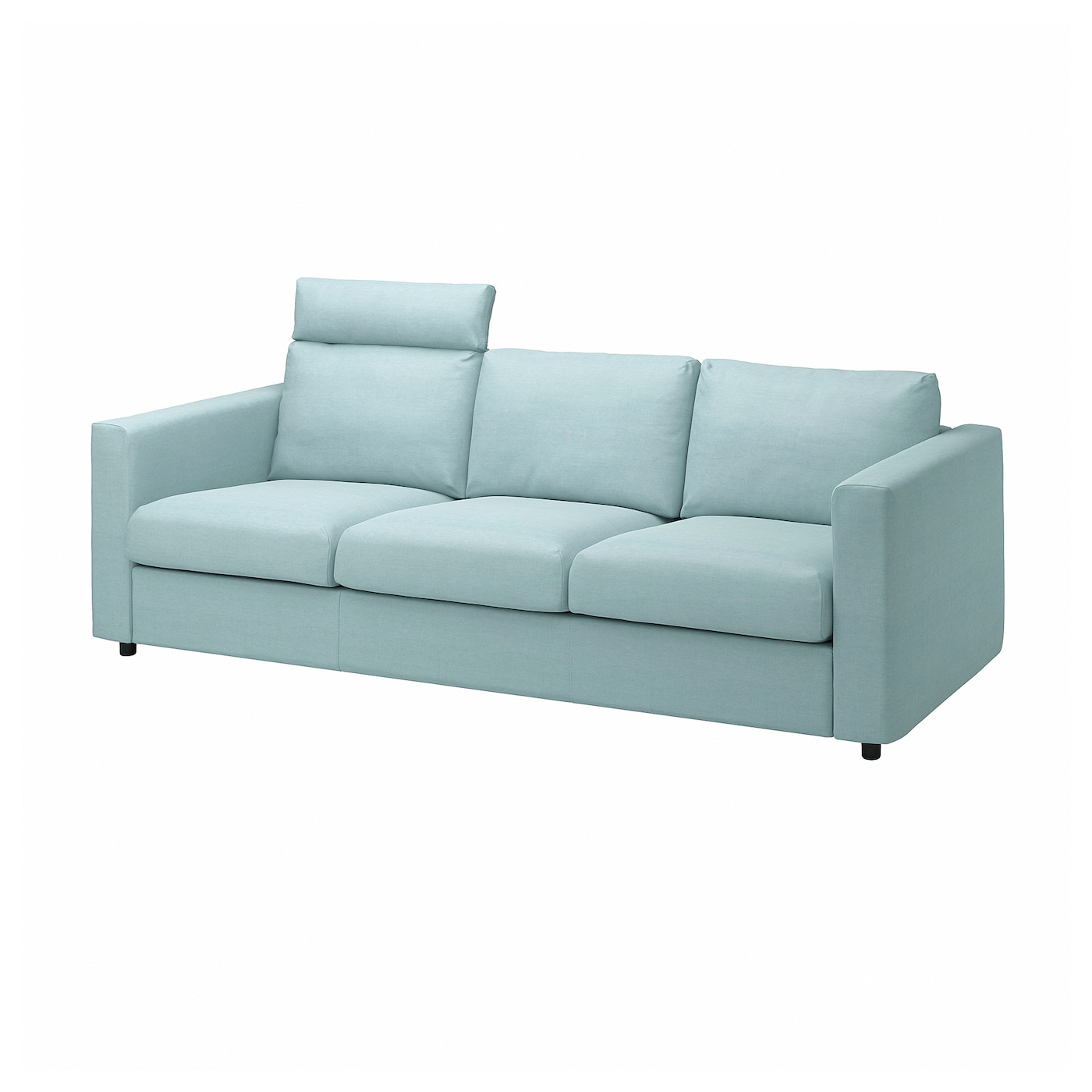 IKEA VIMLE Sofa 3-osobowa, z zagłówkiem/Saxemara jasnoniebieski, Wysokość z zagłówkiem: 103 cm