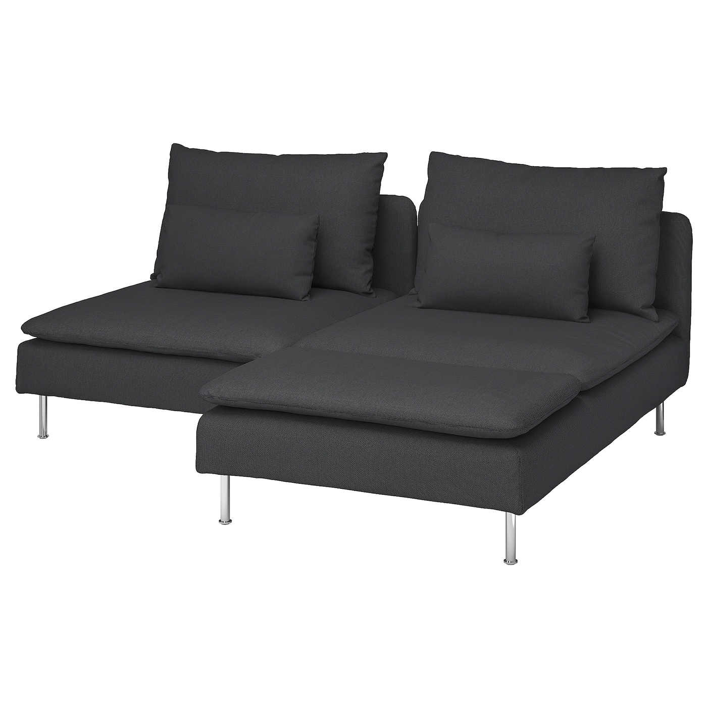 IKEA SÖDERHAMN Sofa 2-os. z leżanką, Fridtuna ciemnoszary, Wysokość z poduchami oparcia: 83 cm