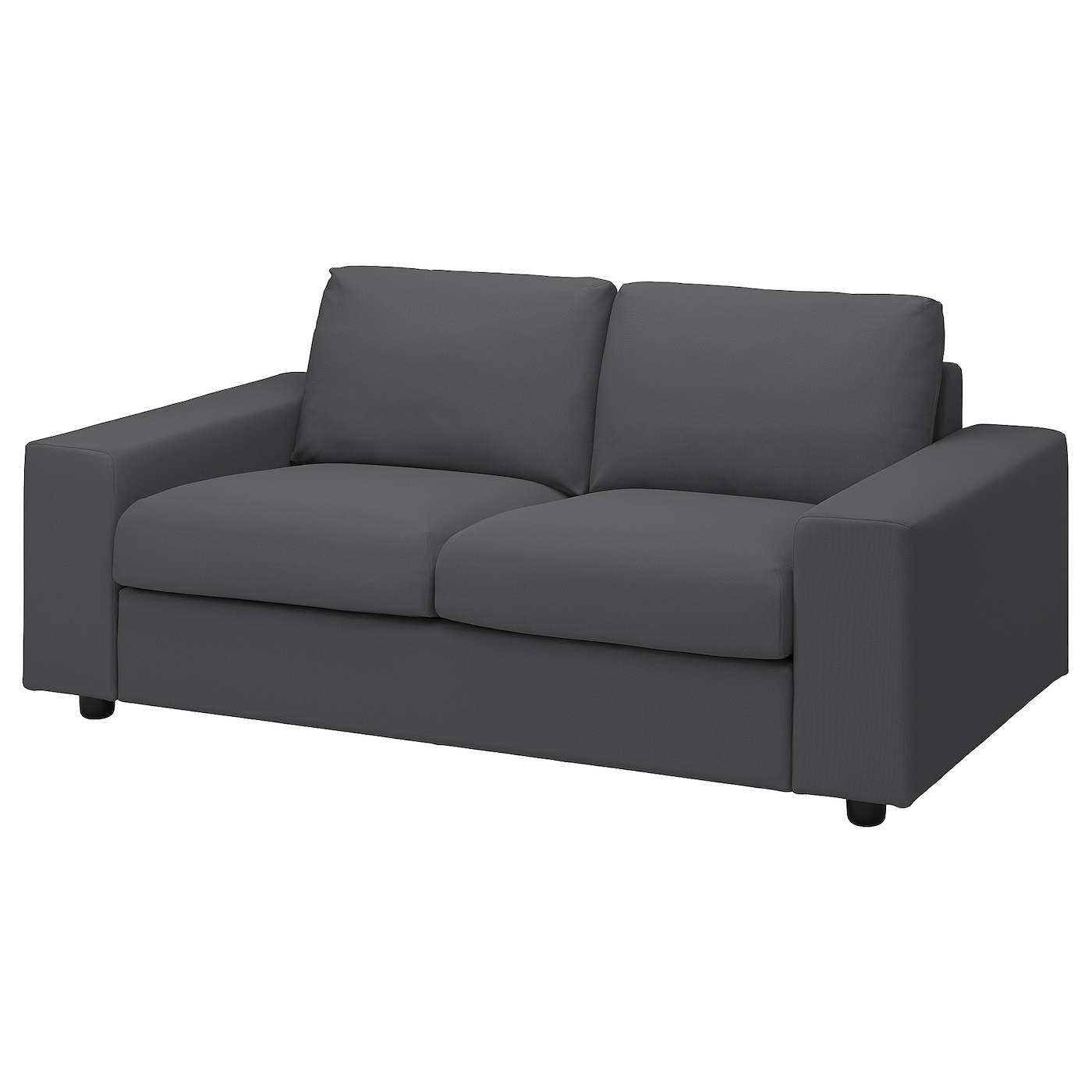 IKEA VIMLE Sofa 2-osobowa, z szerokimi podłokietnikami/Hallarp szary, Wysokość z poduchami oparcia: 83 cm