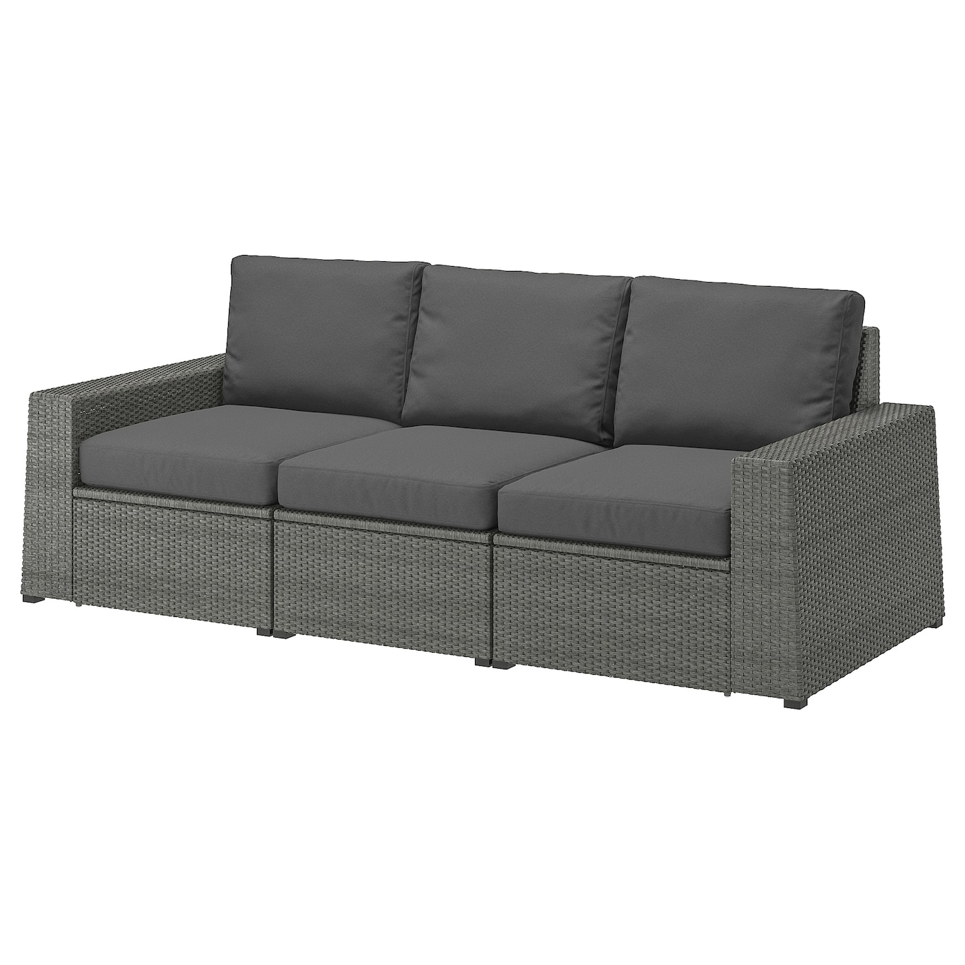 IKEA SOLLERÖN 3-osobowa sofa modułowa, zewn, Ciemnoszary/Frösön/Duvholmen ciemnoszary, 223x82x88 cm