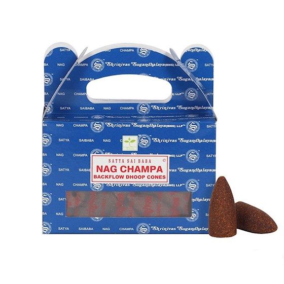 Kadzidełka SATYA Nag Champa stożki back flow - 24 szt.