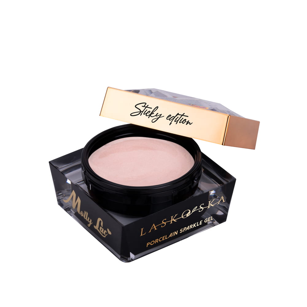 Żel budujący do paznokci Porcelain Sparkle Gel Sticky Edition Laskovska Light Nude MollyLac 15 g