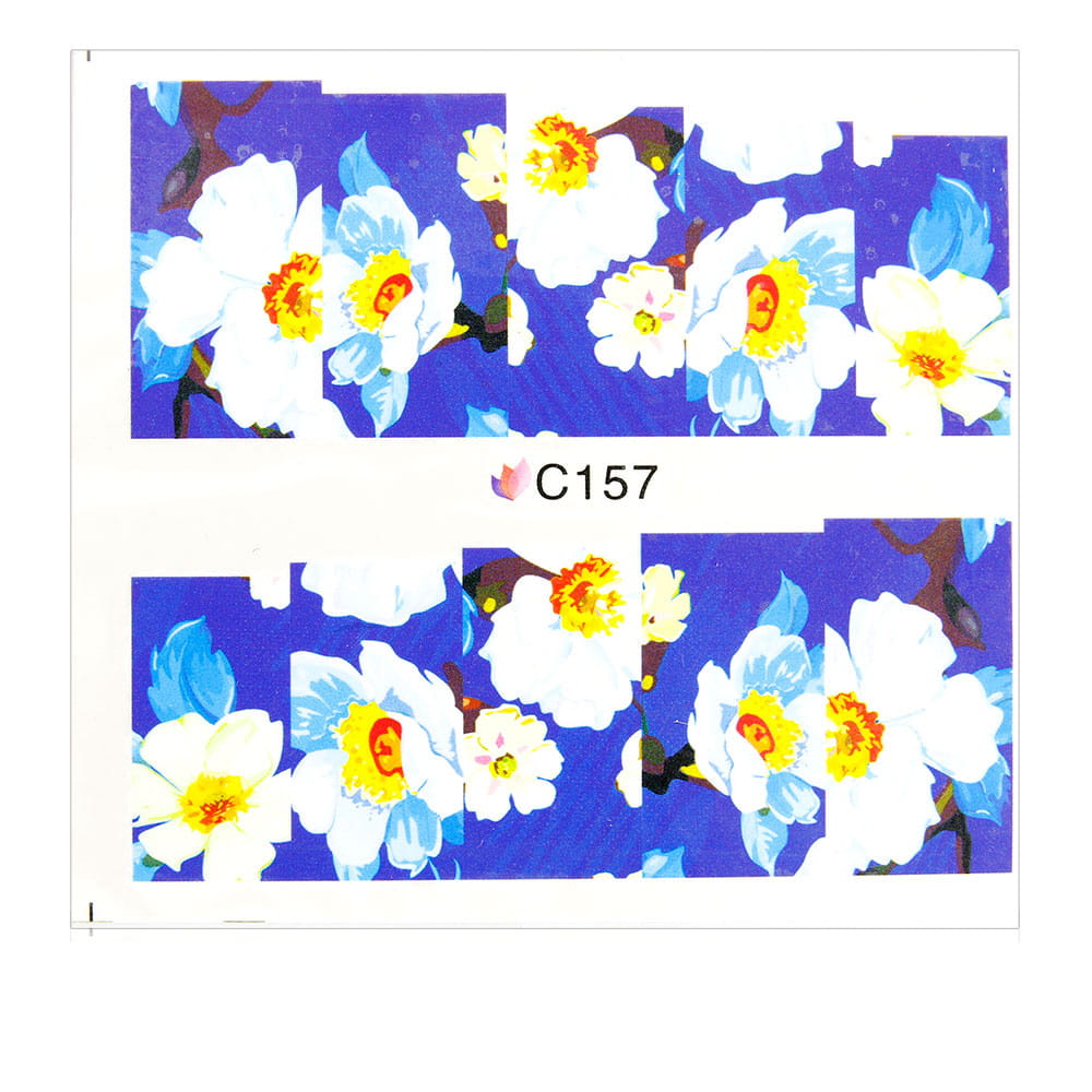 Naklejki wodne do paznokci arkusz 7 x 6,5 cm na 10 palców Nr c157