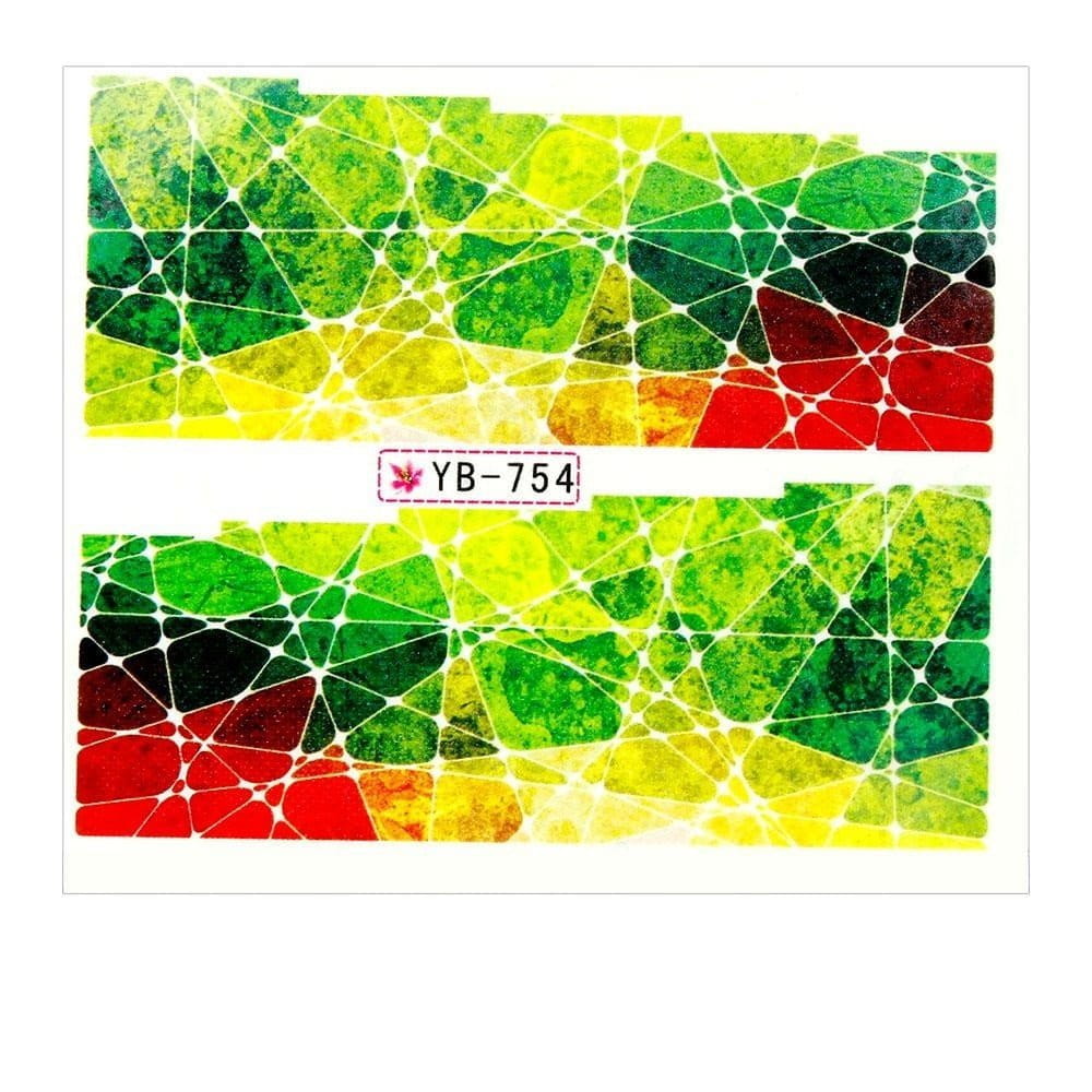 Naklejki wodne do paznokci arkusz 6,5 x 5,5 cm na 10 palców yb Nr 754