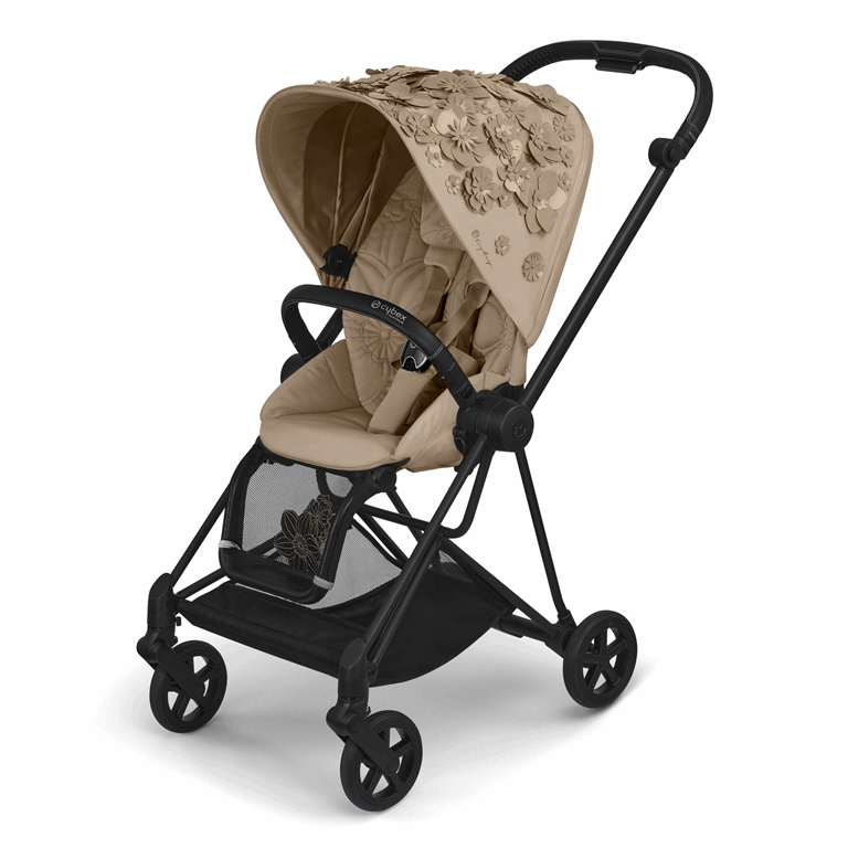 Cybex, Mios 2.0 - wózek spacerowy klasy Premium-Simply Flowers Nude Beige-Chrome z czarną rączką