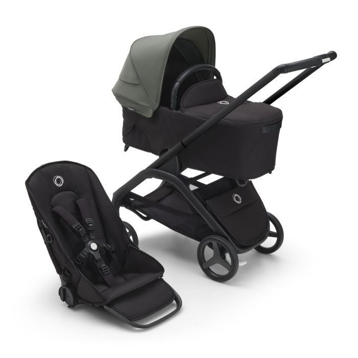 Bugaboo Dragonfly - wózek głęboko-spacerowy 2w1-Black-Forest Green-Midnight Black