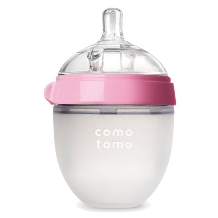 COMOTOMO - antykolkowa butelka silikonowa MOM'S BREAST 150 ml NEWBORN-Pink