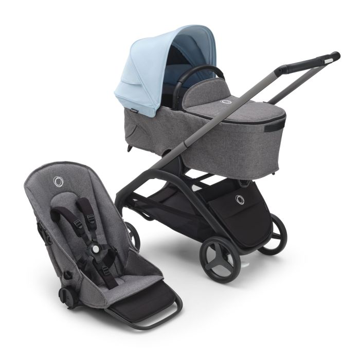 Bugaboo Dragonfly - wózek głęboko-spacerowy 2w1-Graphite-Skyline Blue-Grey Melange