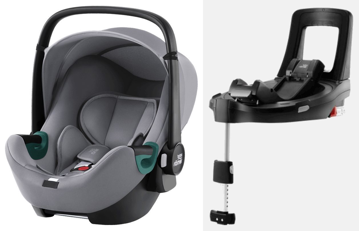 Britax Romer, Baby-Safe 3 i-Size - fotelik samochodowy z bazą Flex Base iSense od urodzenia do 15 miesiąca życia, od 40 do 83 cm wzrostu-Frost Grey