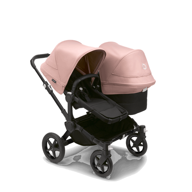 Bugaboo Donkey 5 Duo - wózek głęboko-spacerowy dla dwójki dzieci w różnym wieku -Black-Morning Pink-Midnight Black