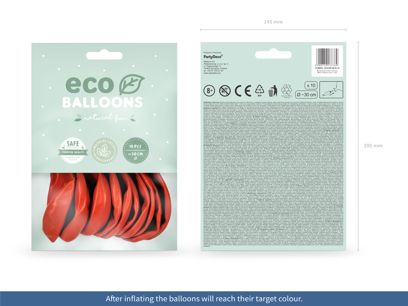 Balony Eco 30cm pastelowe, koralowy, (1 op. / 10 szt.).