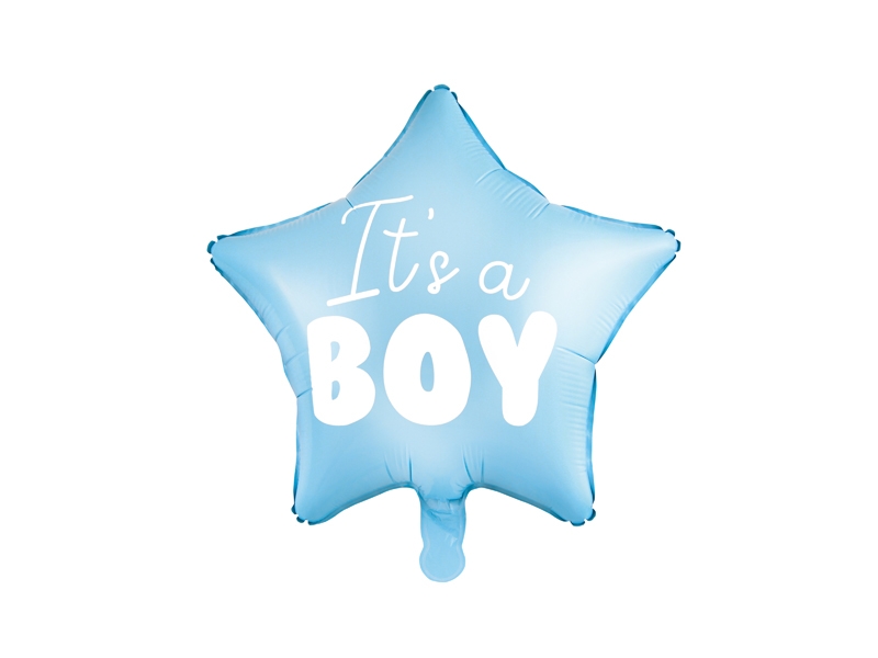 Balon foliowy Gwiazdka - It's a boy, 48cm, jasny niebieski