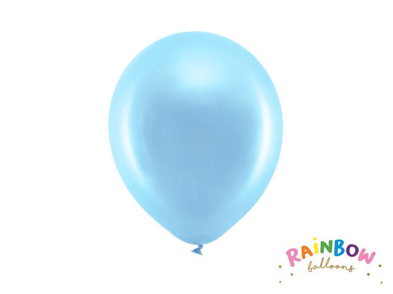 Balony Rainbow 23cm metalizowane, niebieski, (1 op. / 10 szt.).