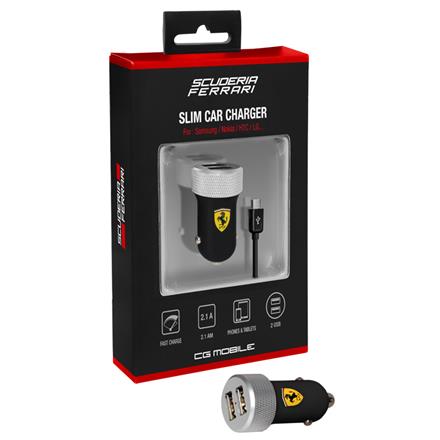 Ferrari Scuderia [Black], Ładowarka samochodowa 2.1A 2xUSB + kabel micro USB