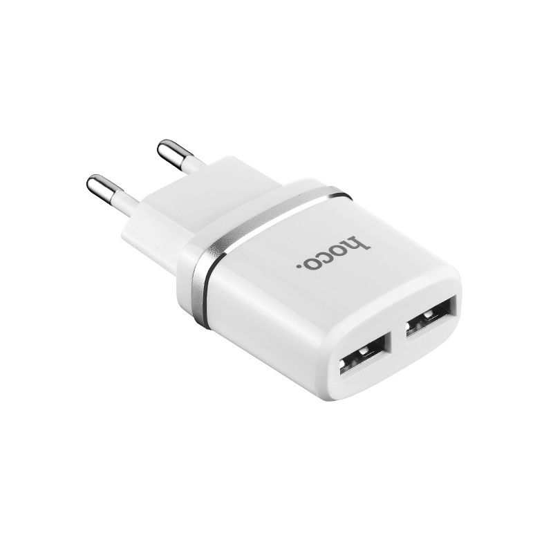 Hoco 2-USB Travel Charger 2.4A [White], Ładowarka sieciowa uniwersalna