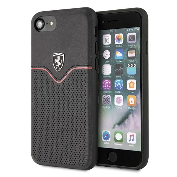 Ferrari Victory Hard Case [Black], Skórzane Etui dla iPhone 7/8/SE 2020