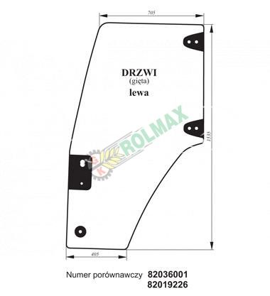 Szyba lewa drzwi New Holland CASE 82036001