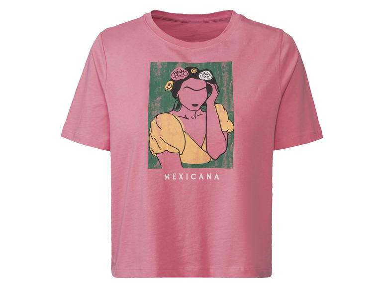 esmara T-shirt damski z unikalnymi motywami artystycznymi S 36/38, Różowy