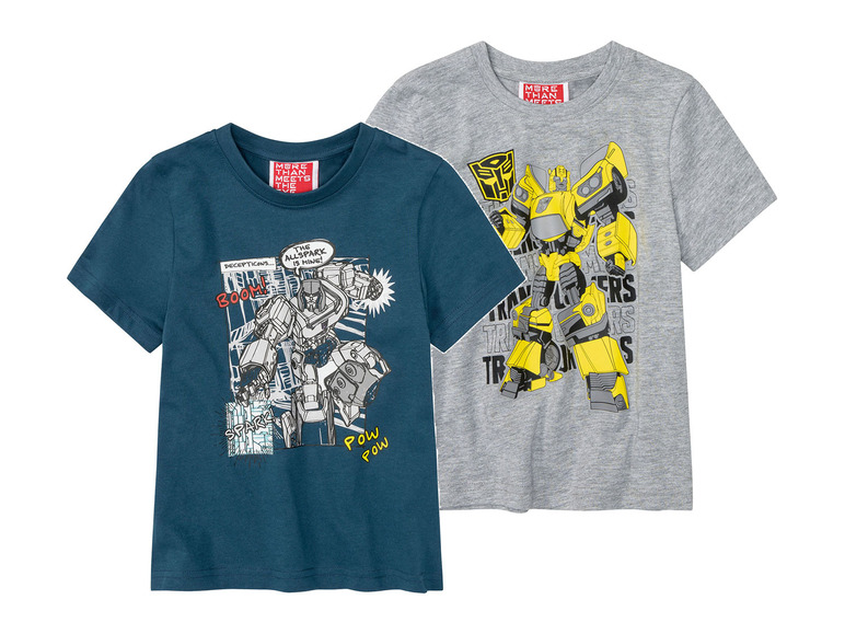 T-shirty chłopięce bawełniane z nadrukiem z bajki, 2 sztuki 110/116, Wzór Transformers
