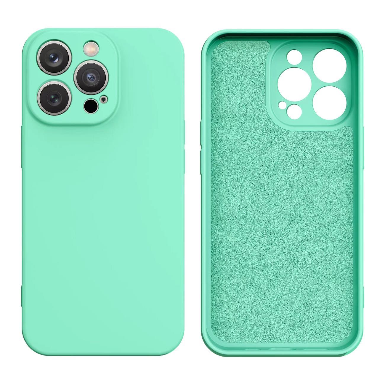 Silicone case etui iPhone 14 Pro Max silikonowy pokrowiec miętowozielone