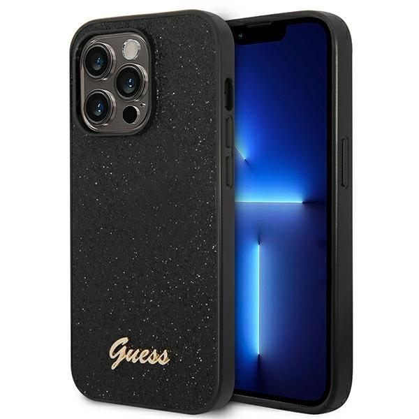 Guess GUHCP14LHGGSHK iPhone 14 Pro 6,1" czarny/black hard case Glitter Script