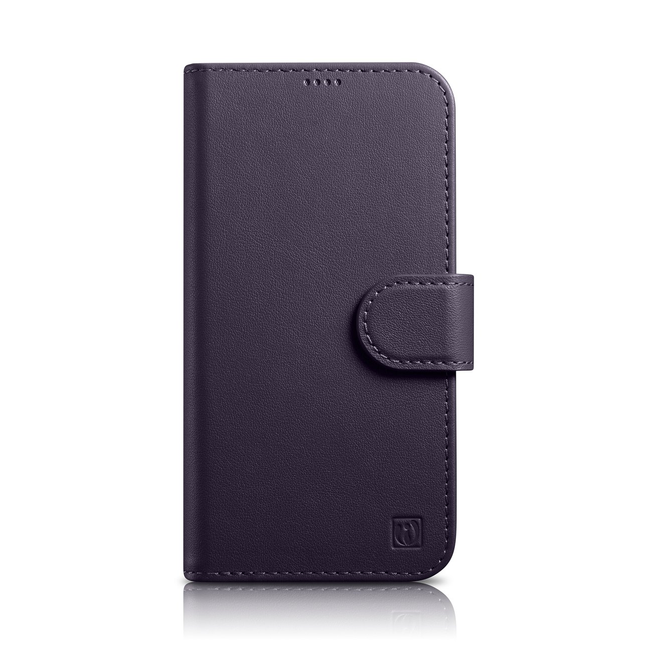 iCarer Wallet Case 2in1 etui iPhone 14 Plus skórzany pokrowiec z klapką Anti-RFID ciemnofioletowy (WMI14220727-DP)