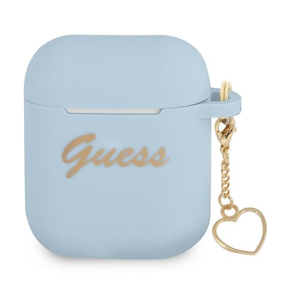 Guess GUA2LSCHSB AirPods 1/2 cover niebieski/blue Silicone Charm Heart Collection