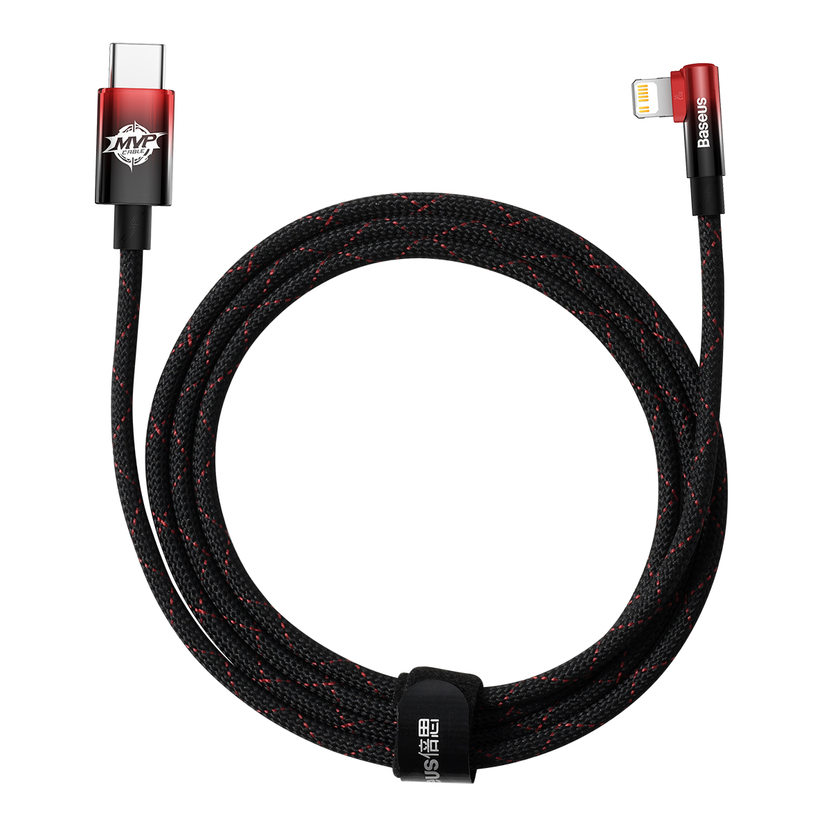 Baseus MVP 2 Elbow kątowy kabel przewód Power Delivery z bocznym wtykiem USB Typ C / Lightning 2m 20W czerwony (CAVP000320)