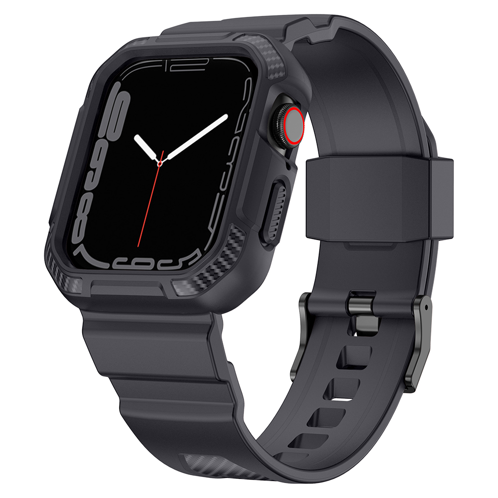 Kingxbar CYF537 2w1 pancerne etui Apple Watch SE, 8, 7, 6, 5, 4, 3, 2, 1 (45, 44, 42 mm) z paskiem szare