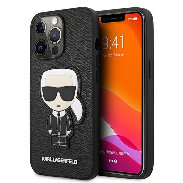 Karl Lagerfeld KLHCP13XOKPK iPhone 13 Pro Max 6,7" czarny/black hardcase Saffiano Ikonik Karl`s Patch