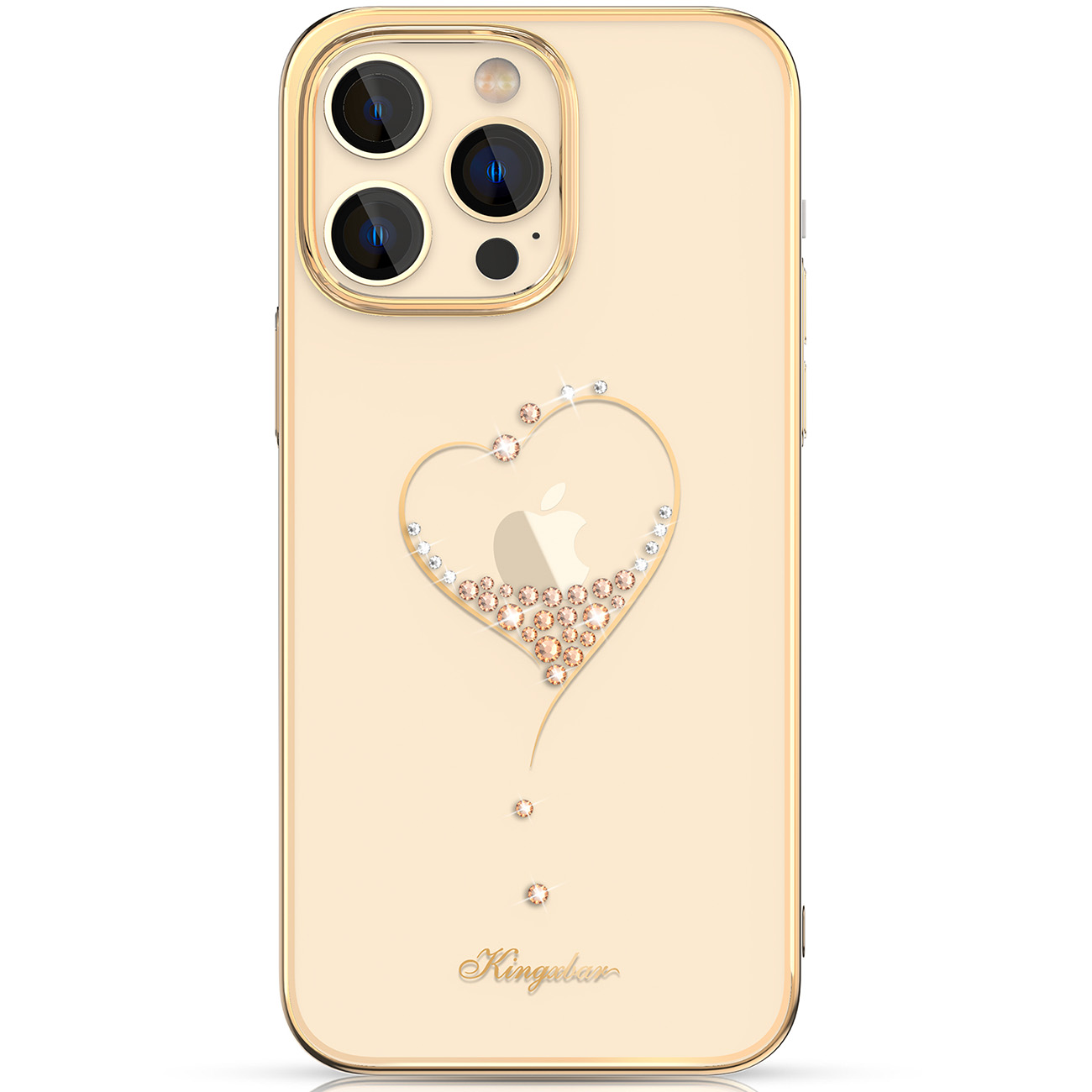 Kingxbar Wish Series etui iPhone 14 Plus ozdobione kryształami złote