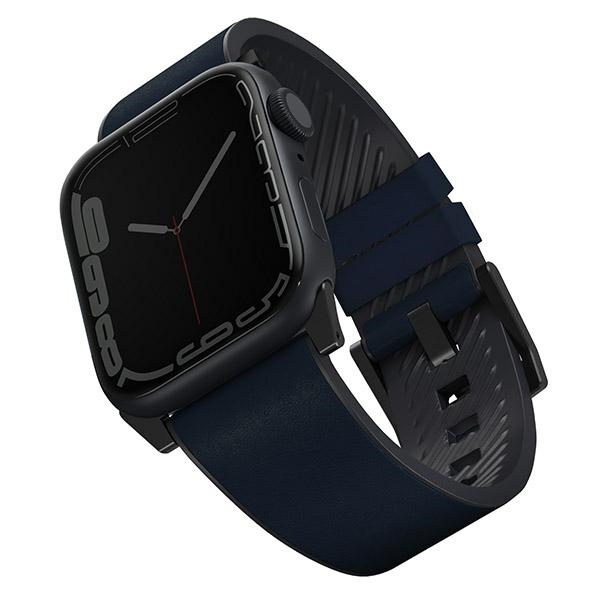 UNIQ pasek Straden Apple Watch Series 1/2/3/4/5/6/7/8/SE/SE2/Ultra 42/44/45/49mm. Leather Hybrid Strap niebieski/blue